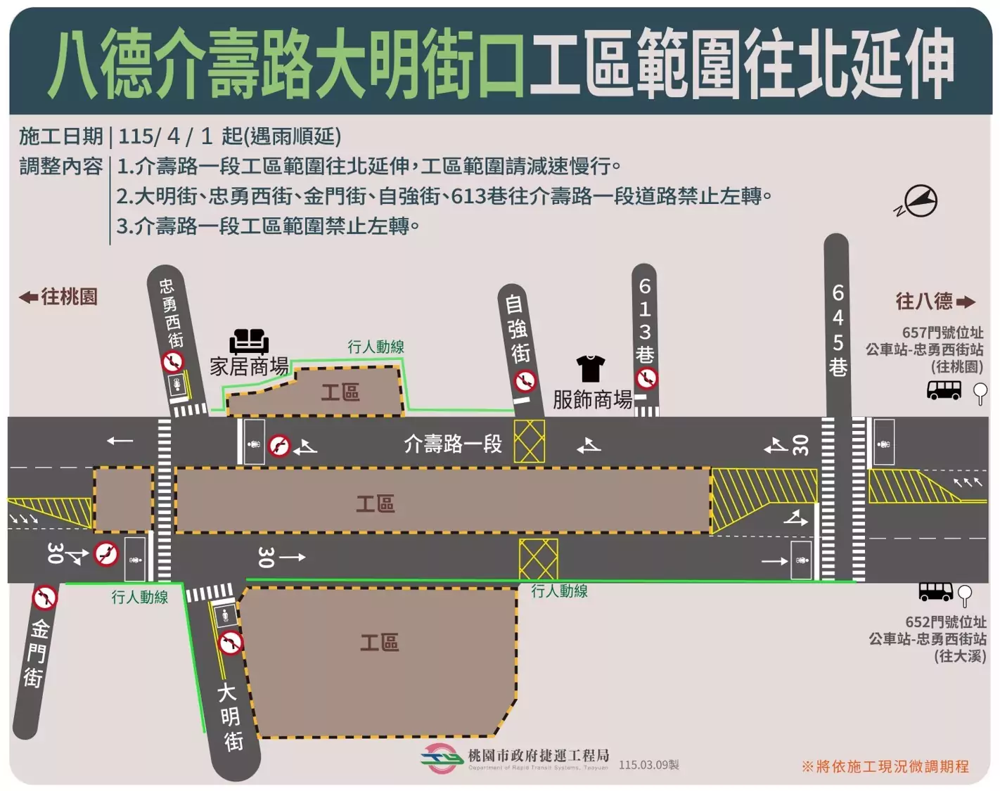 配合桃捷綠線施工 八德這路口4/1起禁止左轉 AAAAAAAAAAAA1