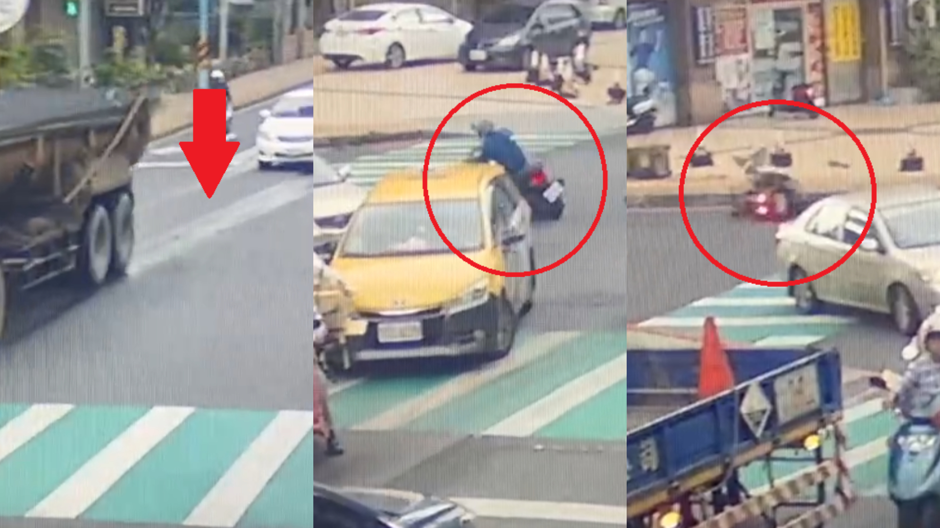 龜山曳引車沿路狂漏油 害3機車騎士打滑噴飛 龜山曳引車沿路狂漏油 害3機車騎士打滑噴飛