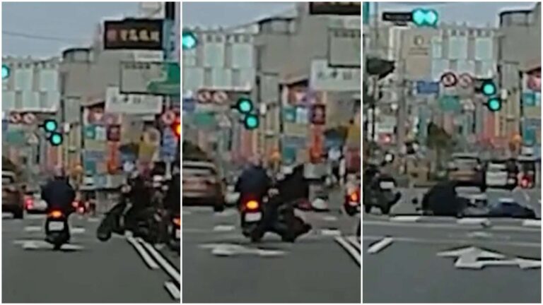 【有片】扯！桃園中壢騎士鬼切變換車道 57歲婦慘遭擊落