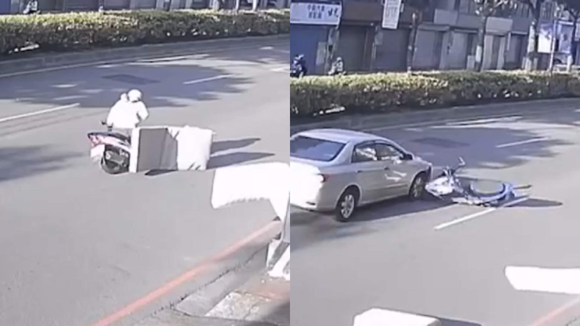 【有片】可怕!內壢天外飛來床墊絆倒機車 騎士慘摔險遭輾過 【有片】可怕!內壢天外飛來床墊絆倒機車 騎士慘摔險遭輾過