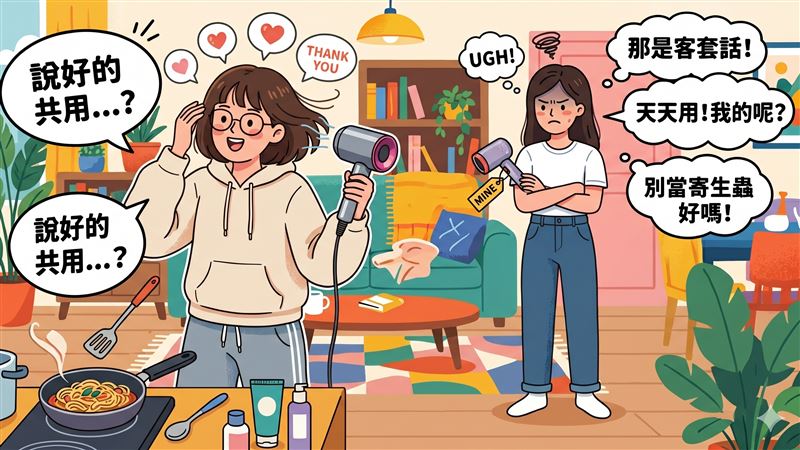 把客套當真?女網友頻繁共用室友日用品遭冷臉 網砲轟:沒分寸當教養 把客套當真?女網友頻繁共用室友日用品遭冷臉 網砲轟:沒分寸當教養