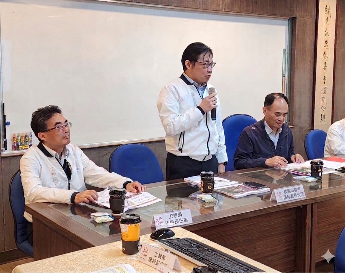 圖1.溫秘書長代欣中率隊受現地考評。左為工務局汪局長在宙