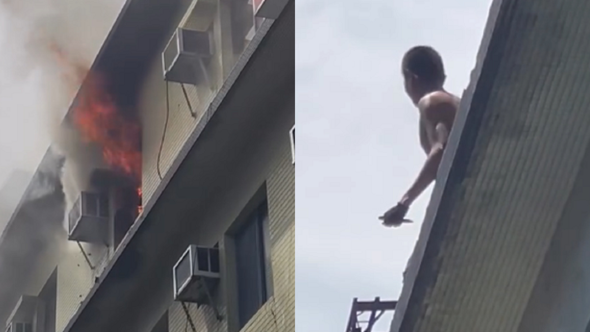 楊梅火災爆驚險插曲 印尼移工情緒激動持刀站屋簷 楊梅火災爆驚險插曲 印尼移工情緒激動持刀站屋簷