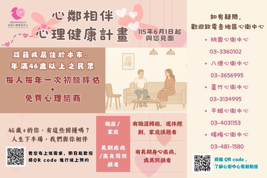 中高齡長照職涯壓力大 桃園「心鄰相伴計畫」最高補助6次諮商 S 184721458