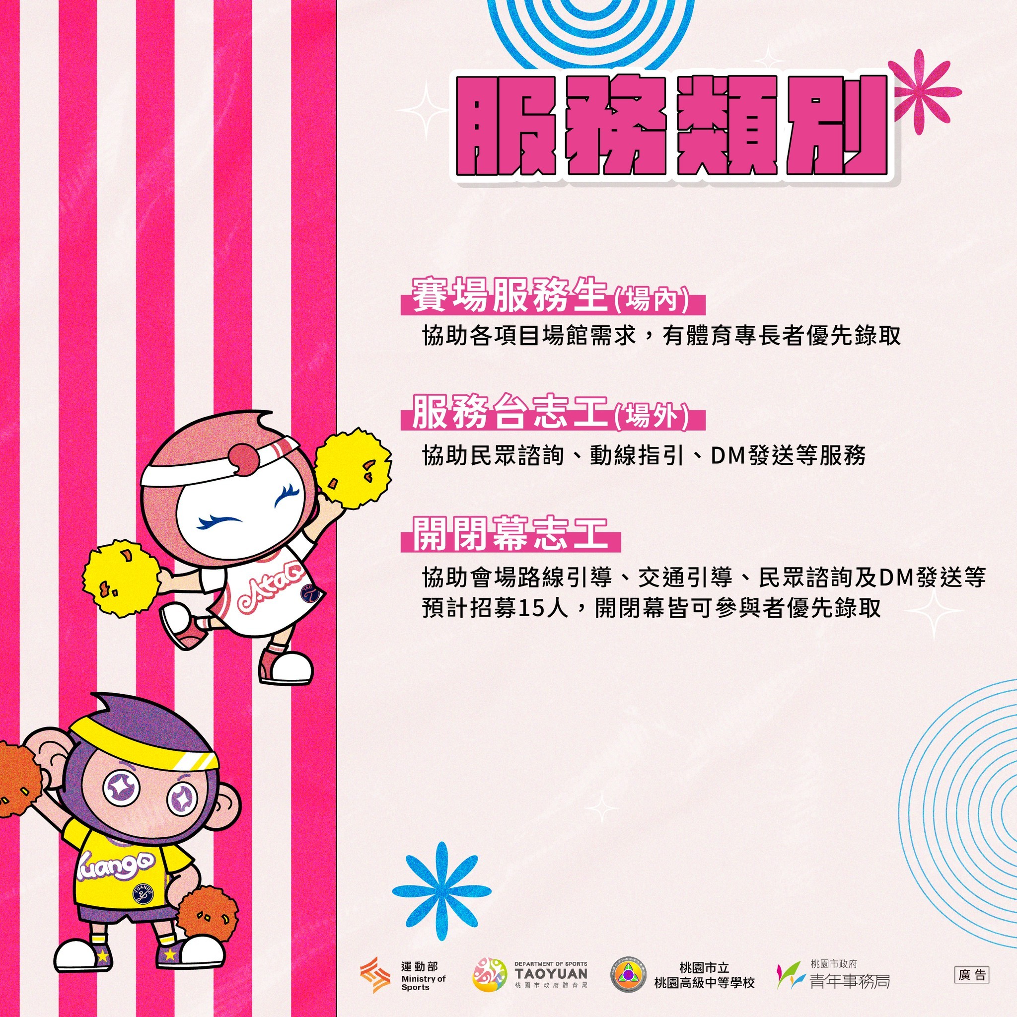 「全民運在桃園」志工招募開跑 賽場服務生享每日1200元津貼 S 41238557 0