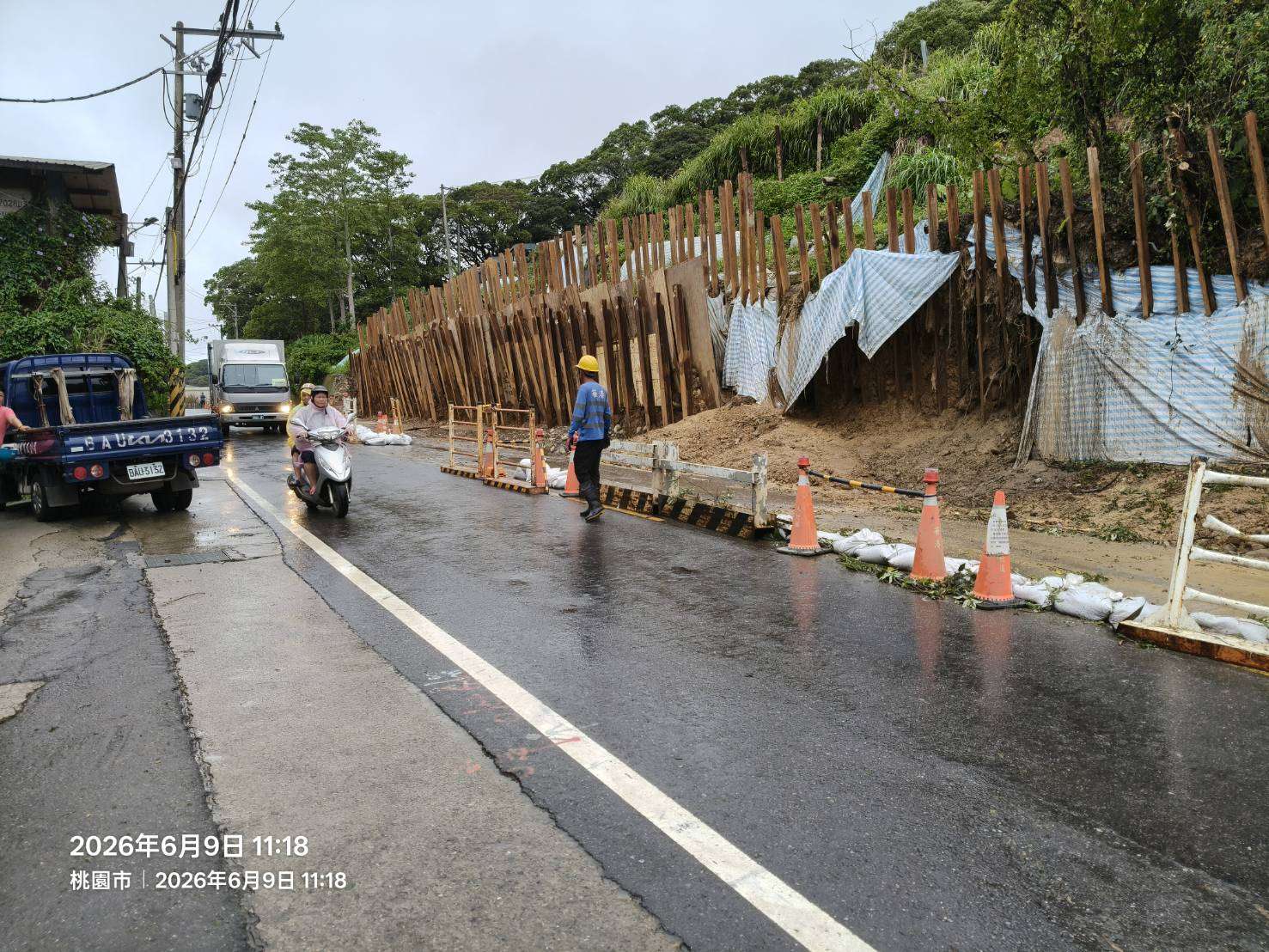 雨彈狂炸!龜山大坑路邊坡坍塌 桃園養工處主動監測改善 2282092