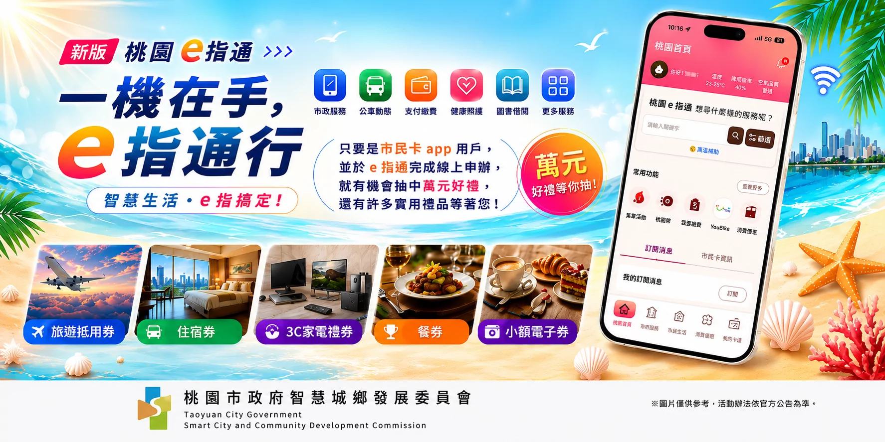 新版桃園e指通7月上線 增至1300項服務辦理還能抽旅遊券 S 102580347