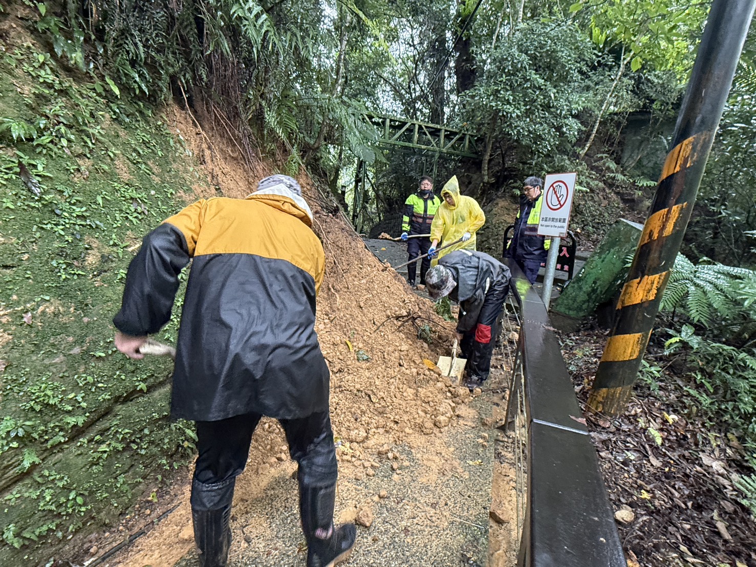 暴雨狂炸釀步道坍方！大溪後慈湖園區本周末暫停開放