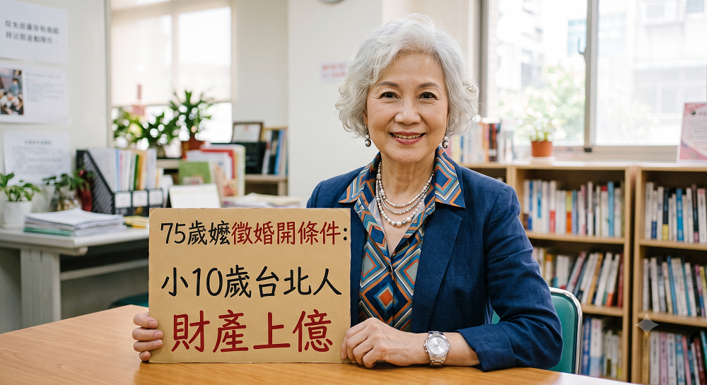 包車到桃園尋第三春！75歲嬤徵婚開條件：小10歲台北人財產上億