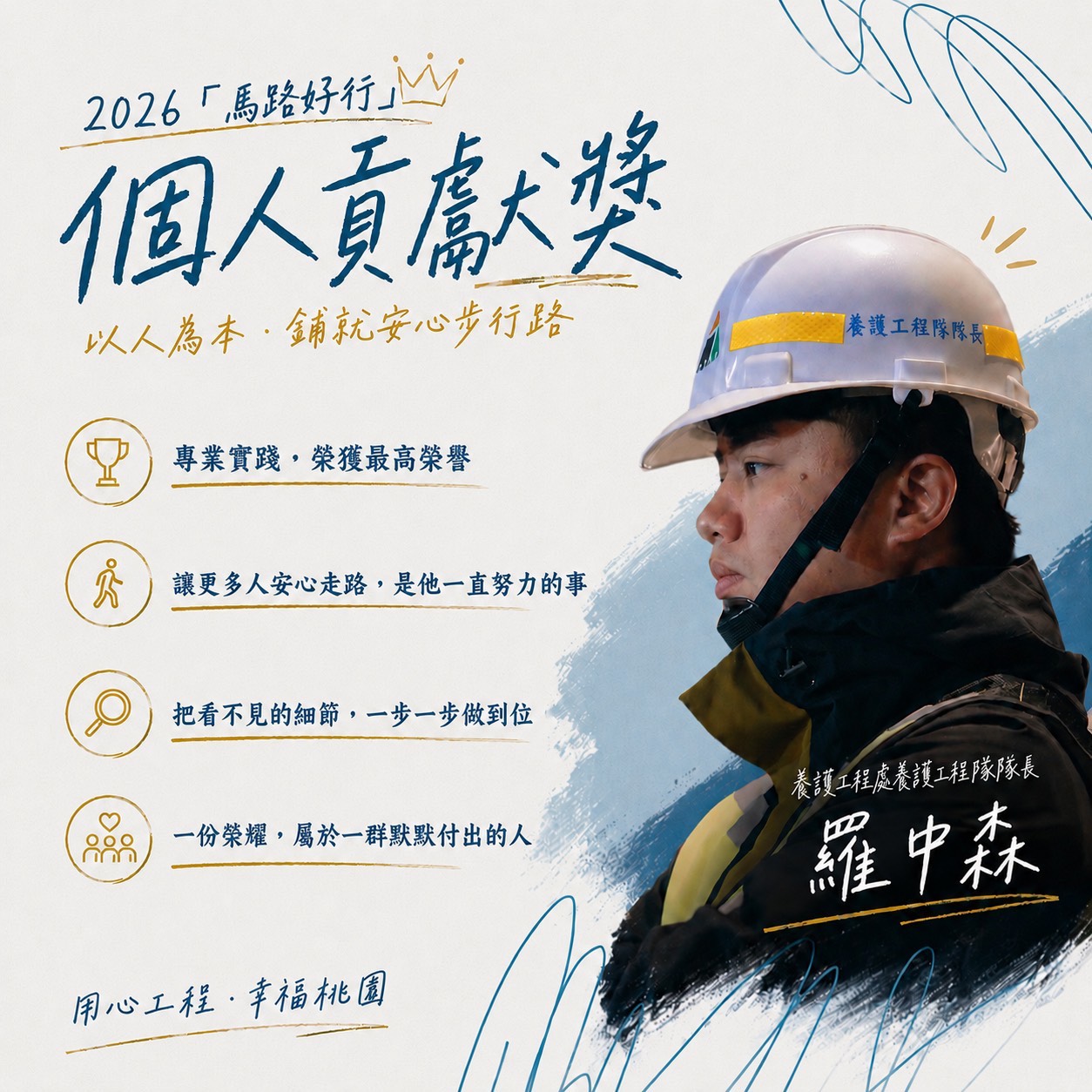 桃園養工處隊長羅中森推動人本交通工程 獲「馬路好行」貢獻獎肯定 S 41680943