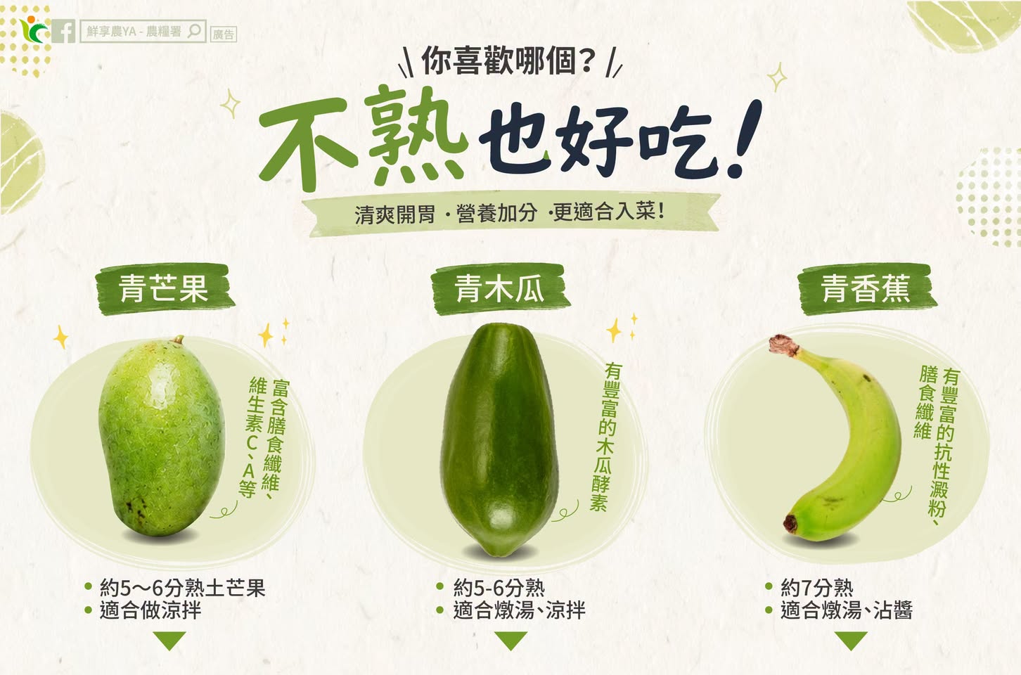 翻轉新吃法！農糧署推三種未熟水果消暑又營養